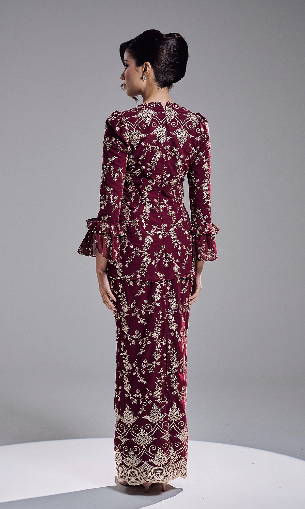 AMBER KURUNG - BURGUNDY