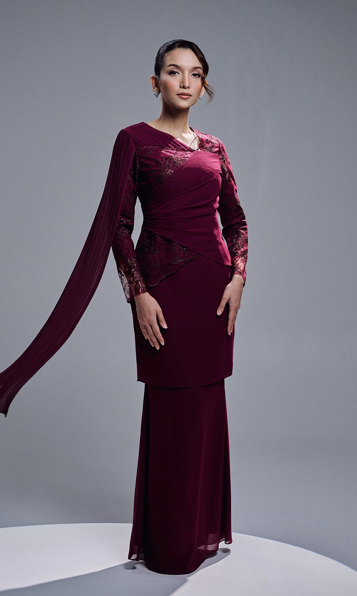 VERIANA KURUNG - BURGUNDY