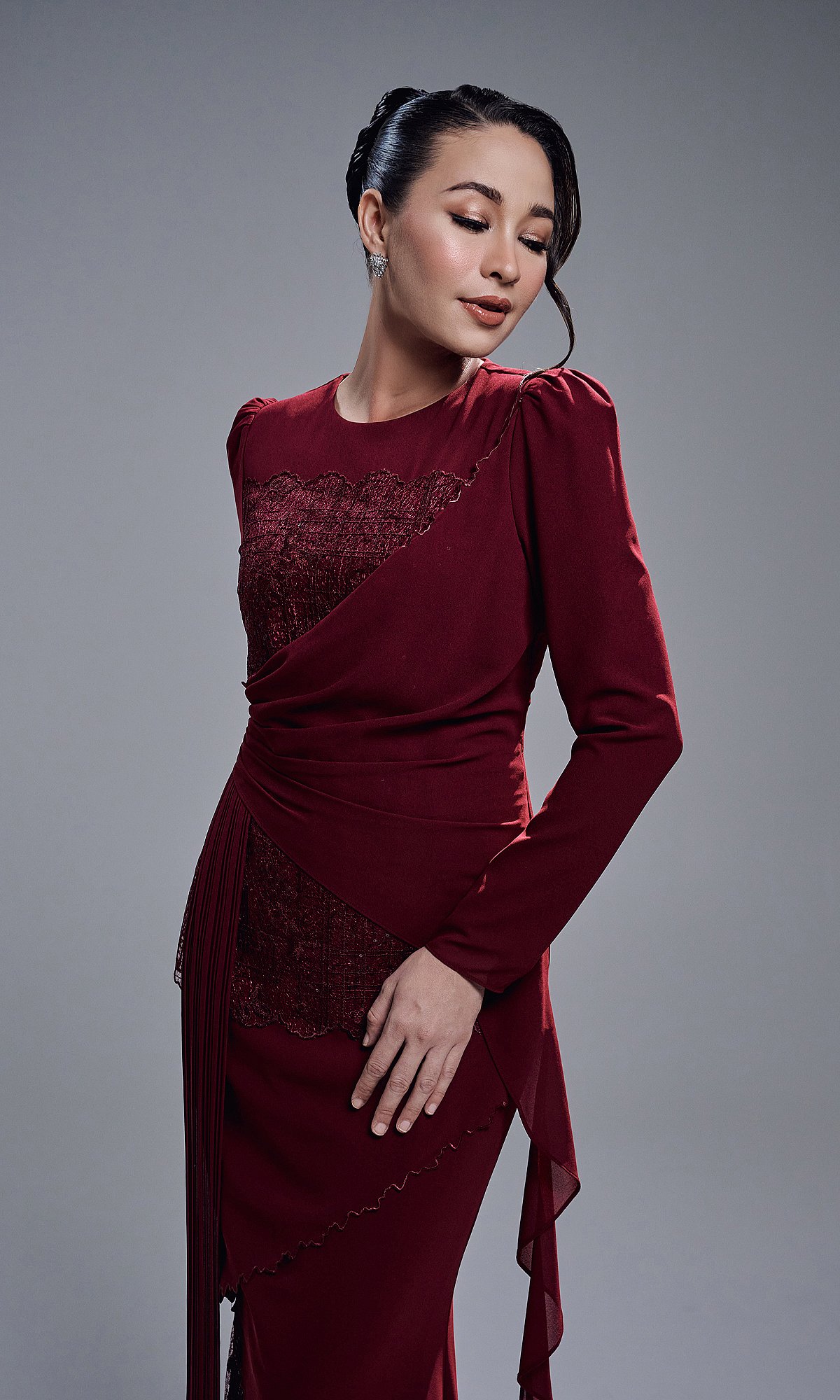ESTALIA DRESS - MAROON