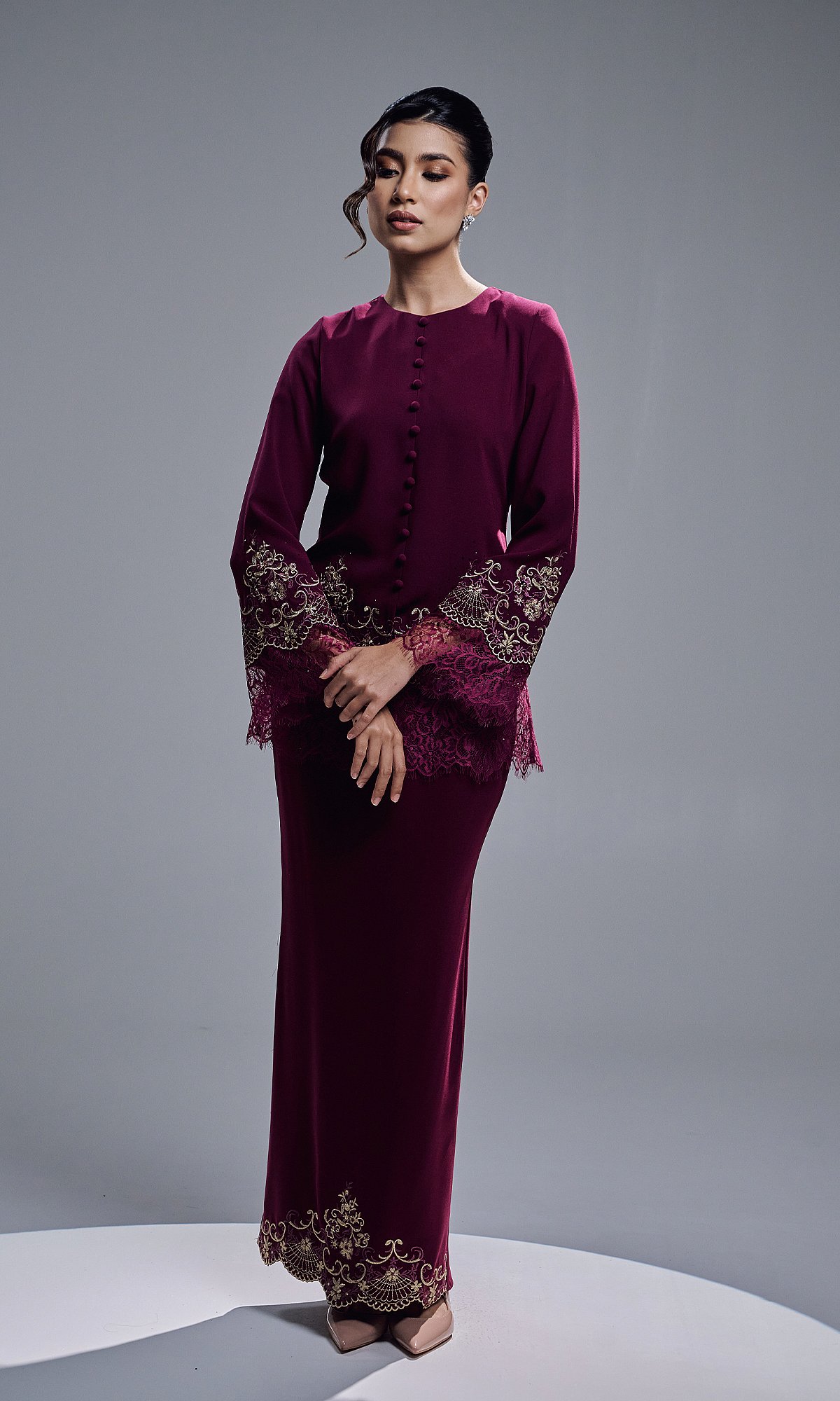 CAMERIA KURUNG - BURGUNDY