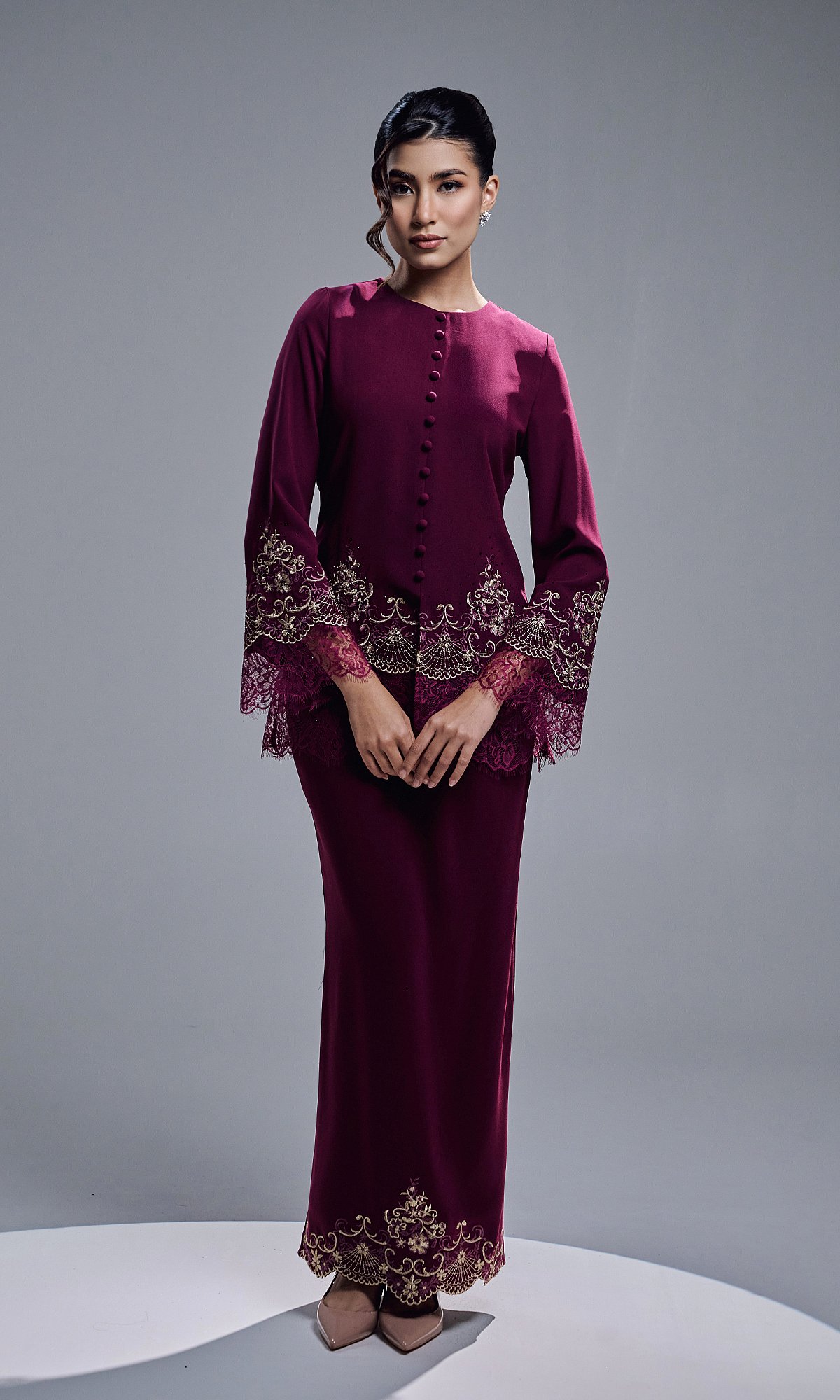 CAMERIA KURUNG - BURGUNDY