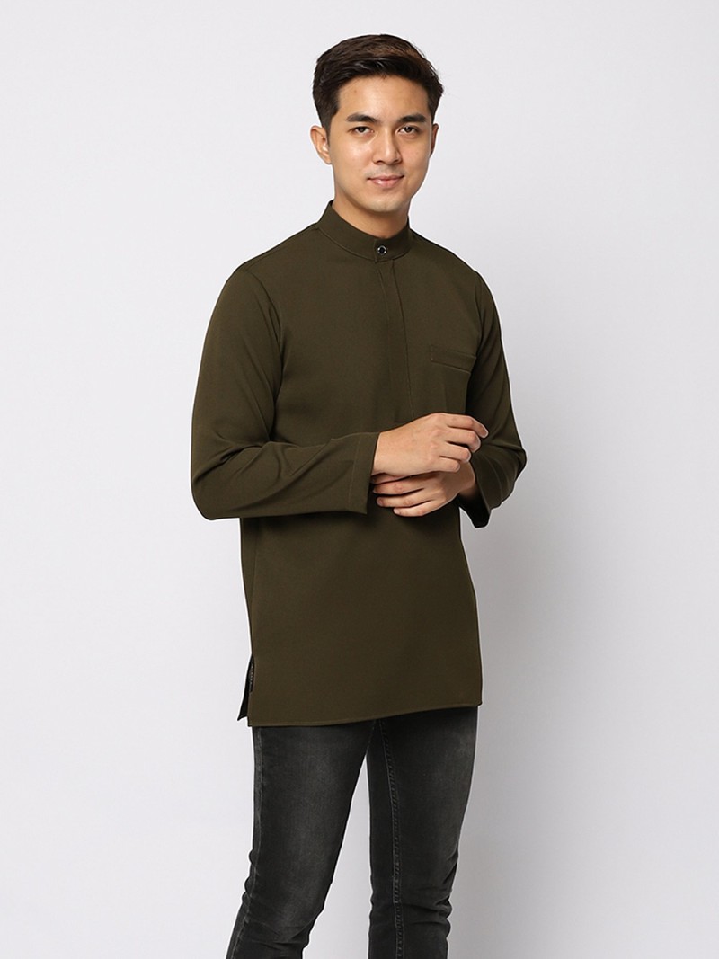 AUFMAN KURTA ZIP - DARK OLIVE