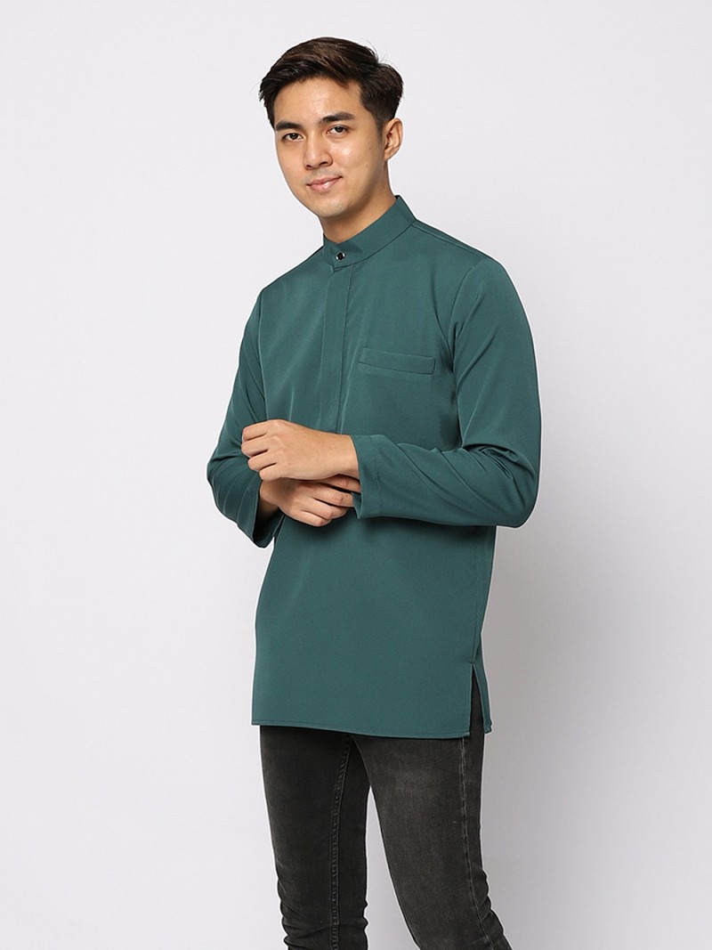 AUFMAN KURTA ZIP - ANTIQUE GREEN
