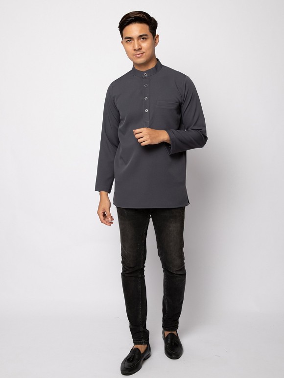 HELMICO KURTA BUTTON - DARK GREY