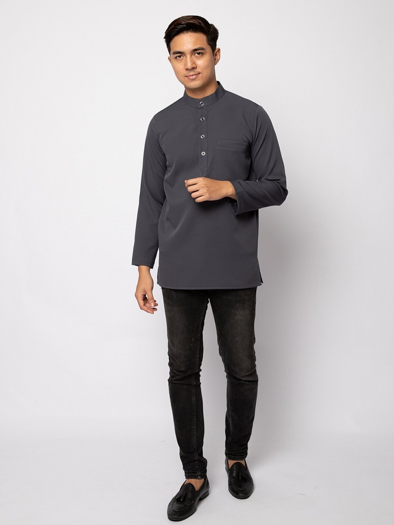 HELMICO KURTA BUTTON - DARK GREY