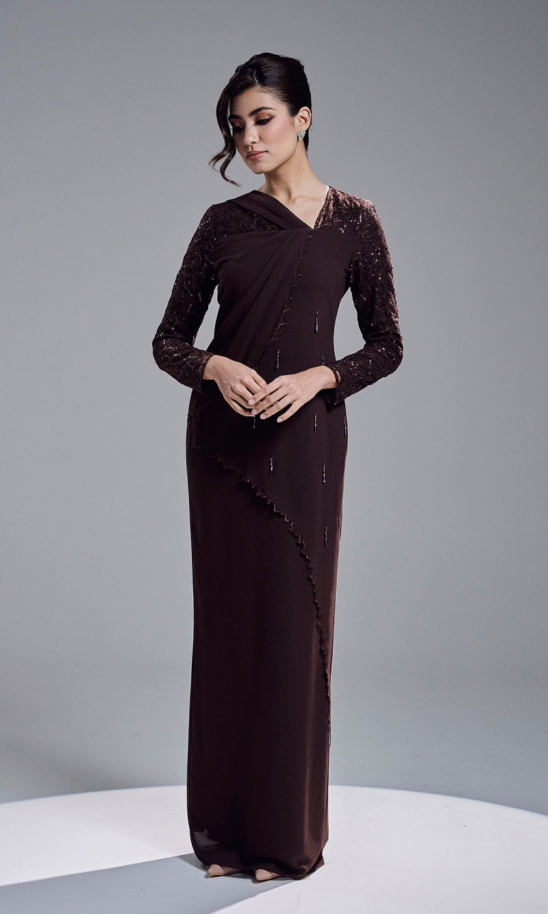 KASTIA DRESS - MAHOGANY