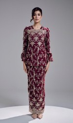 AMBER KURUNG - BURGUNDY