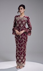 AMBER KURUNG - BURGUNDY