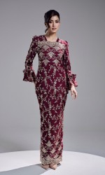 AMBER KURUNG - BURGUNDY