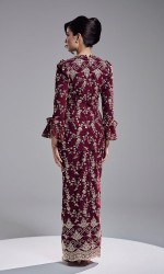 AMBER KURUNG - BURGUNDY