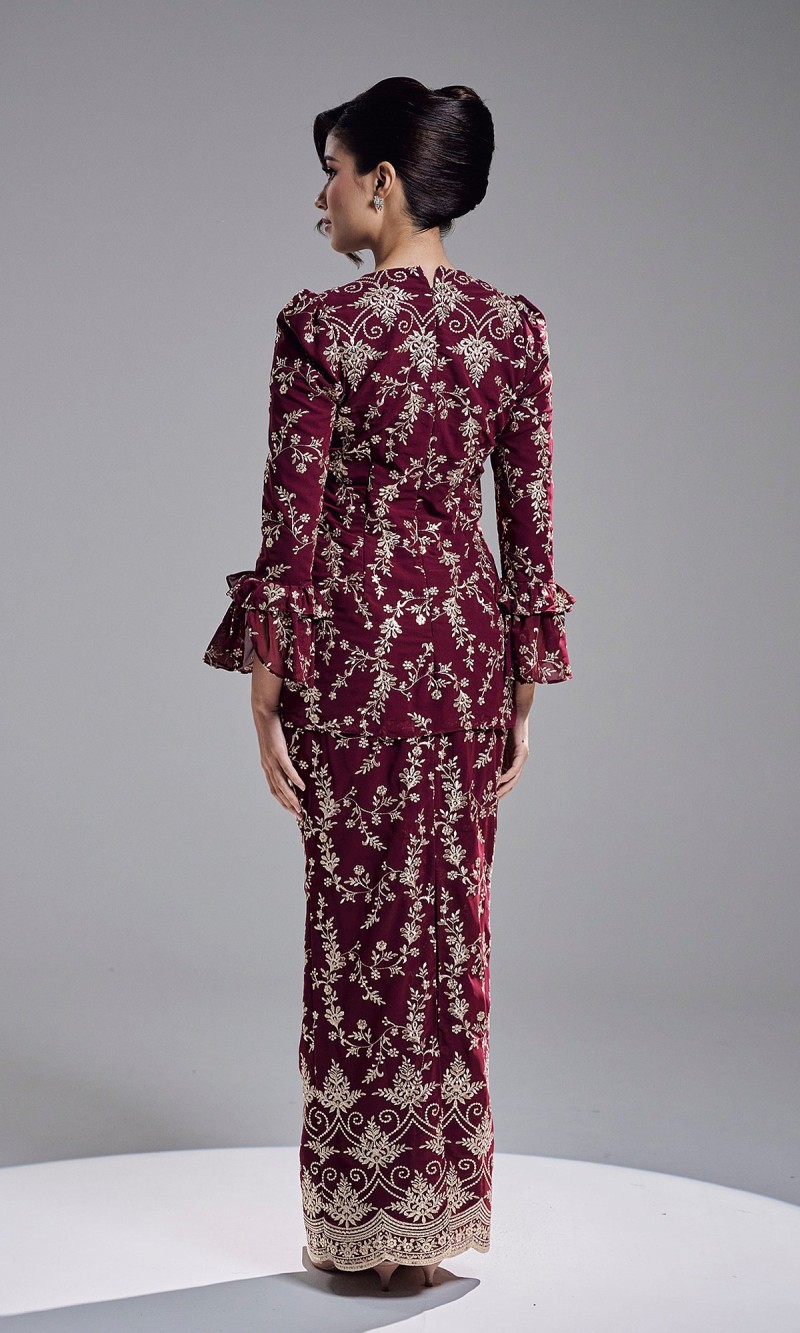 AMBER KURUNG - BURGUNDY