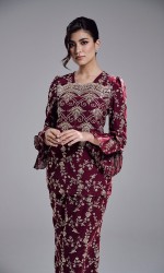 AMBER KURUNG - BURGUNDY