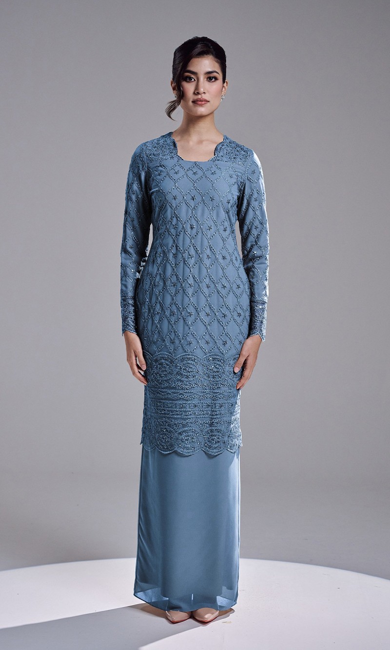 AVIANA DRESS -  ASH BLUE