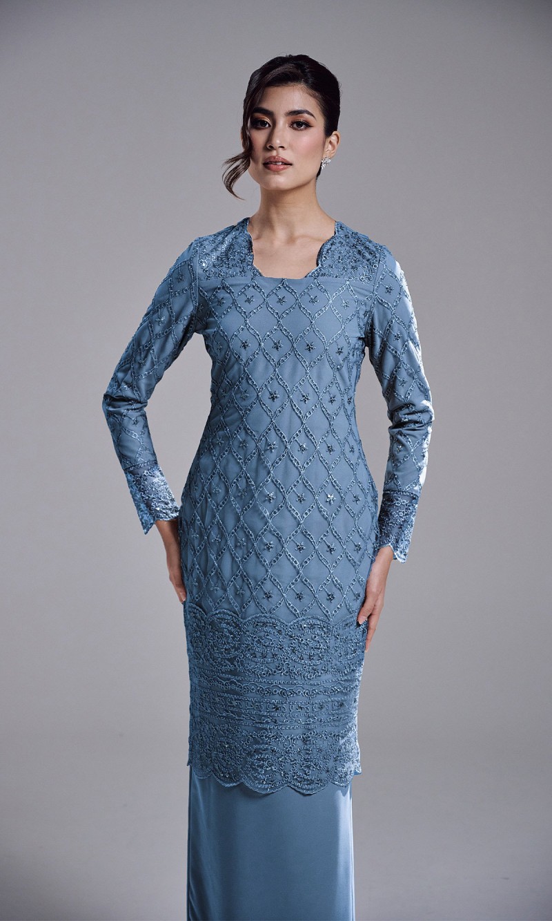 AVIANA DRESS -  ASH BLUE