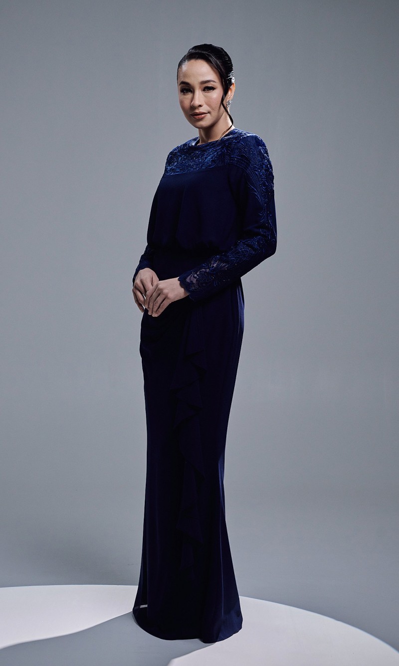 ALEESA DRESS - NAVY
