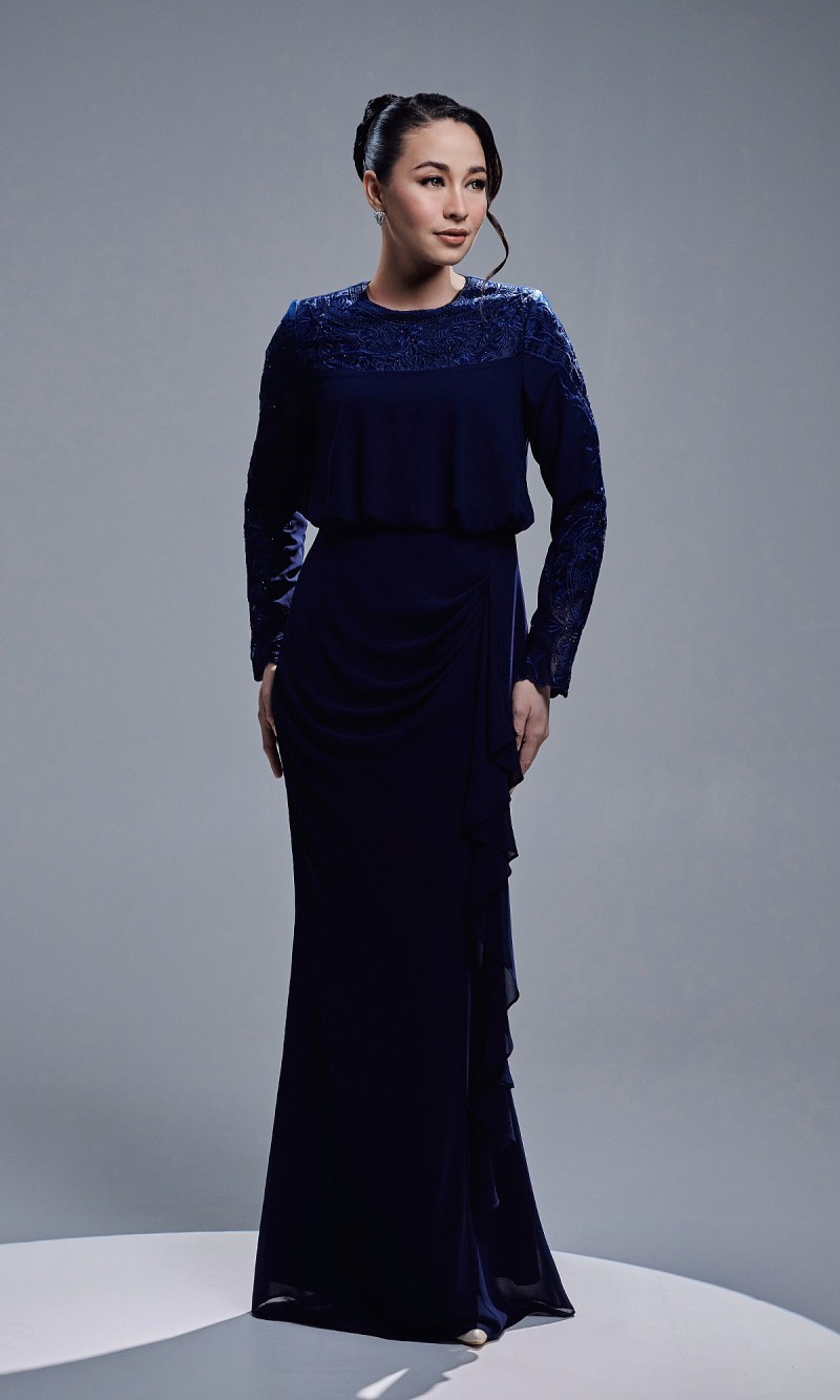 ALEESA DRESS - NAVY