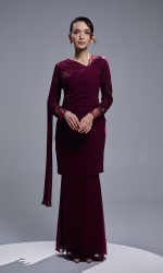 VERIANA KURUNG - BURGUNDY