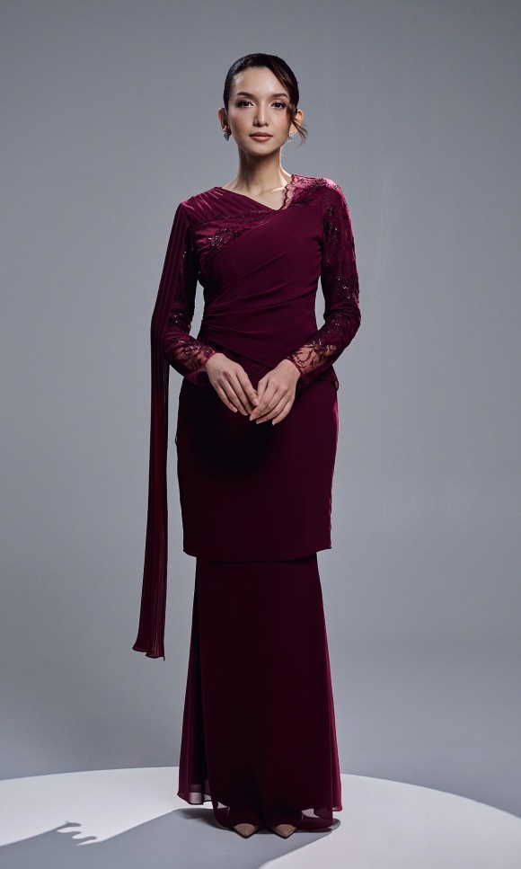 VERIANA KURUNG - BURGUNDY