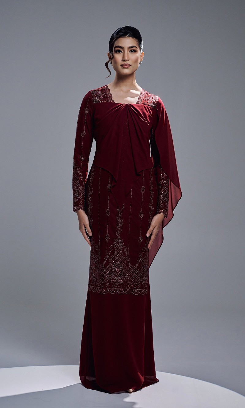 AURORA DRESS - MAROON