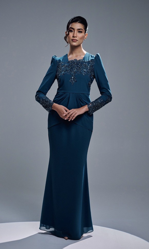 ASRIVIA DRESS - TEAL BLUE