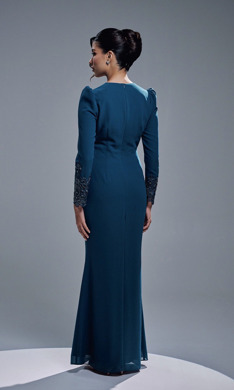ASRIVIA DRESS - TEAL BLUE
