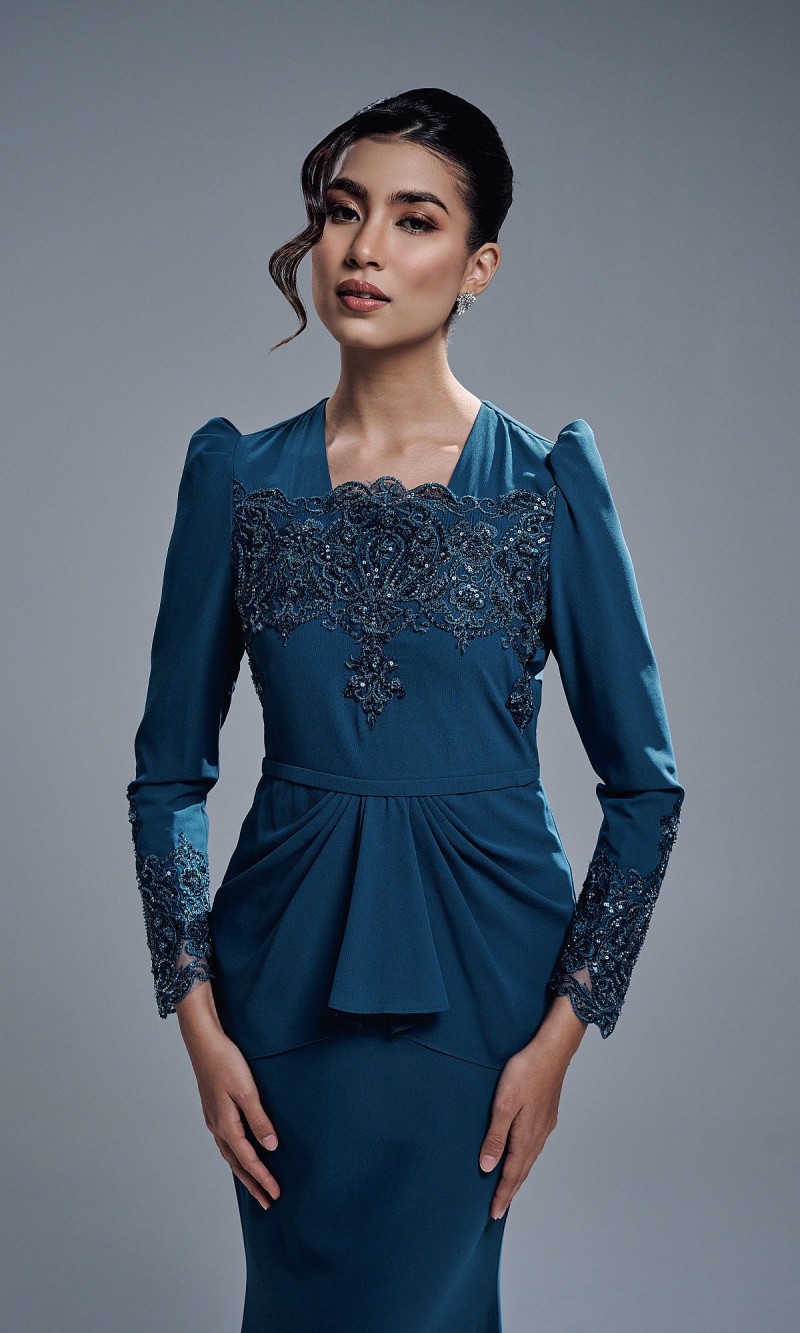 ASRIVIA DRESS - TEAL BLUE