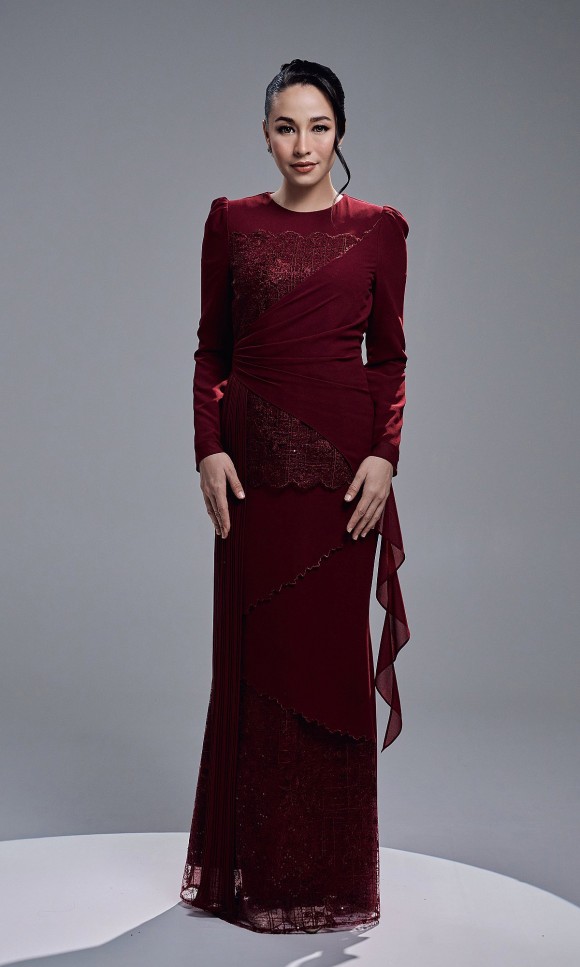 ESTALIA DRESS - MAROON