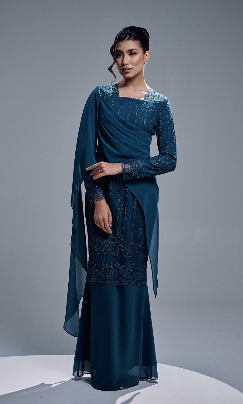 ESTIARA DRESS - TEAL BLUE
