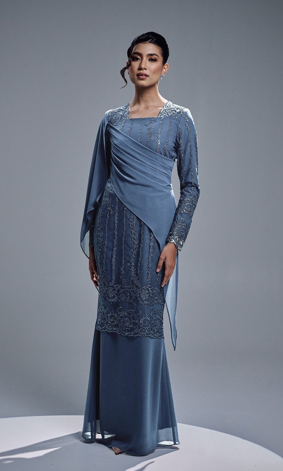 ESTIARA DRESS - ASH BLUE