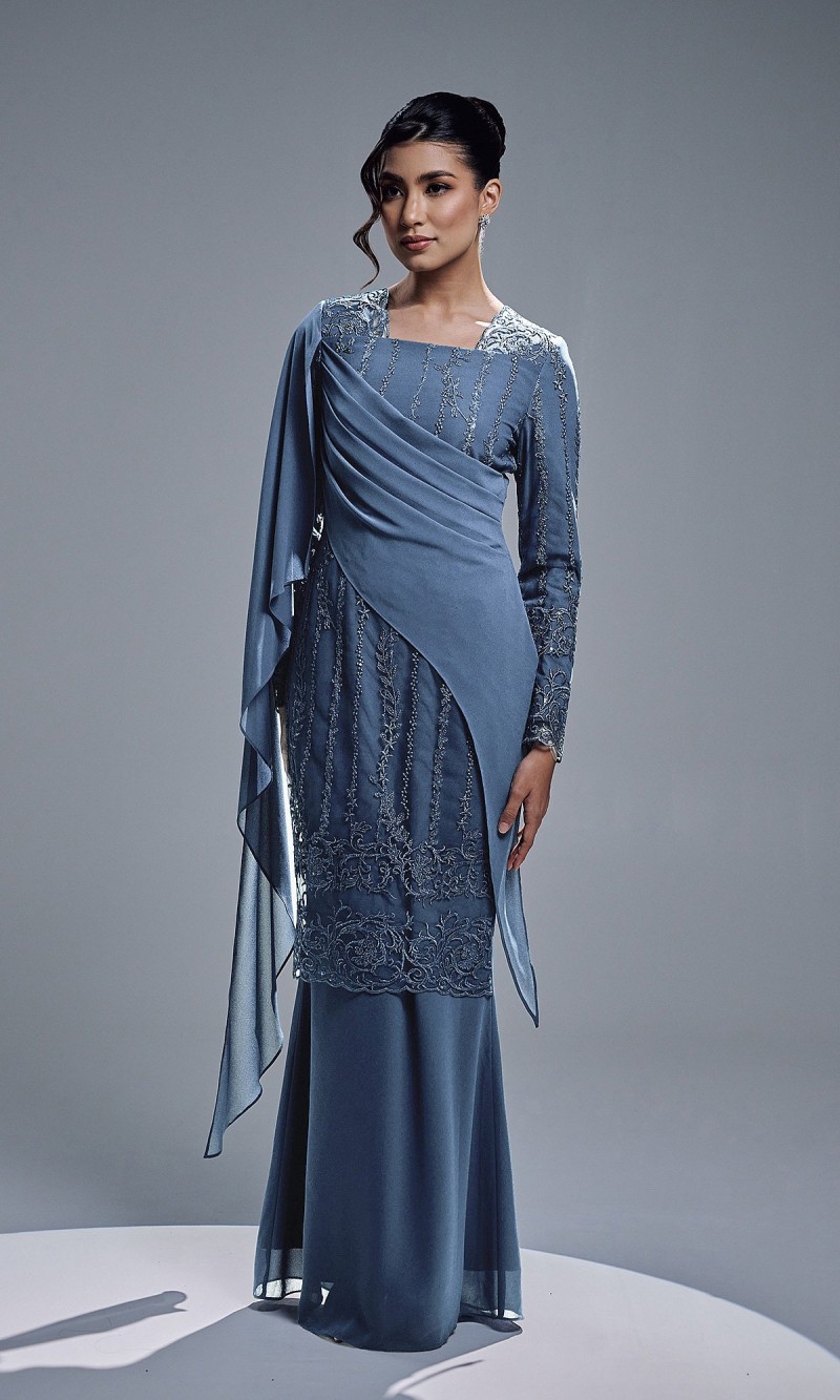 ESTIARA DRESS - ASH BLUE