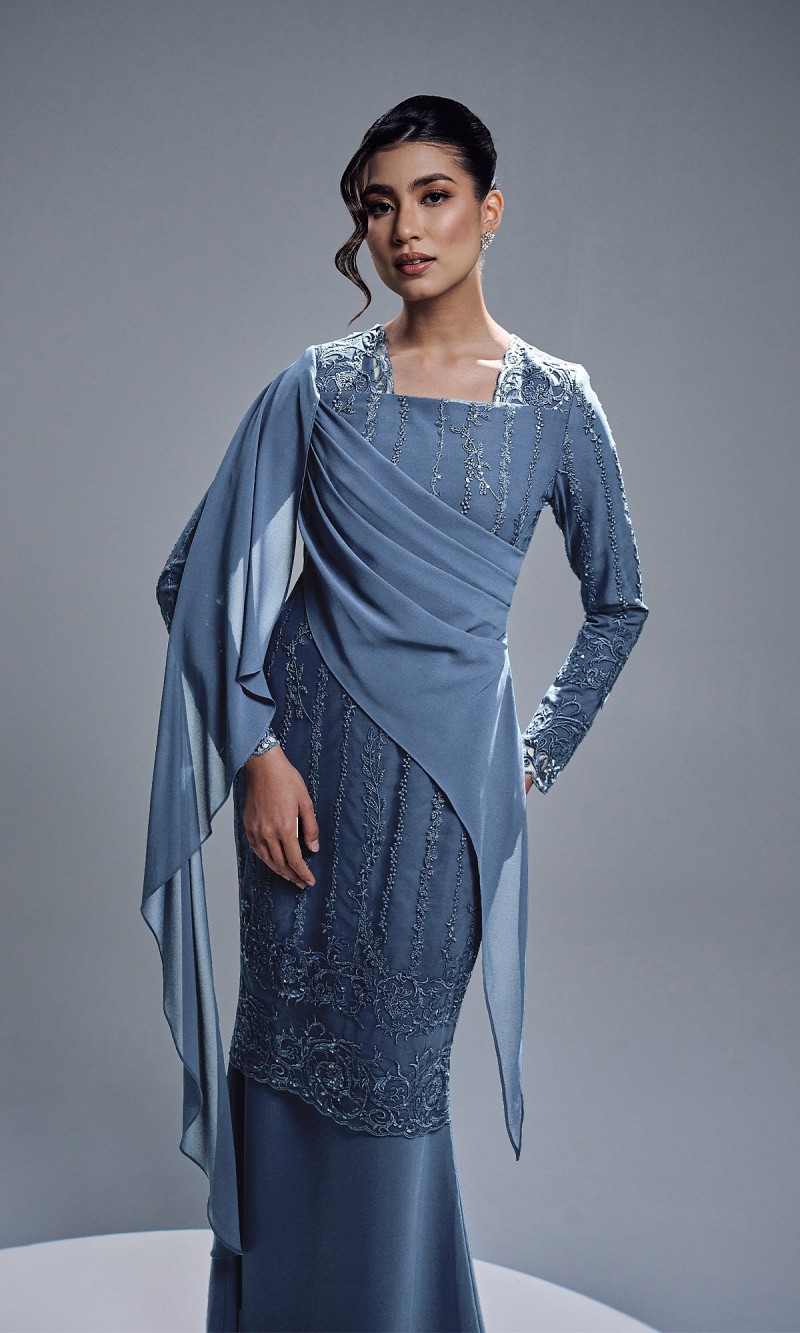 ESTIARA DRESS - ASH BLUE