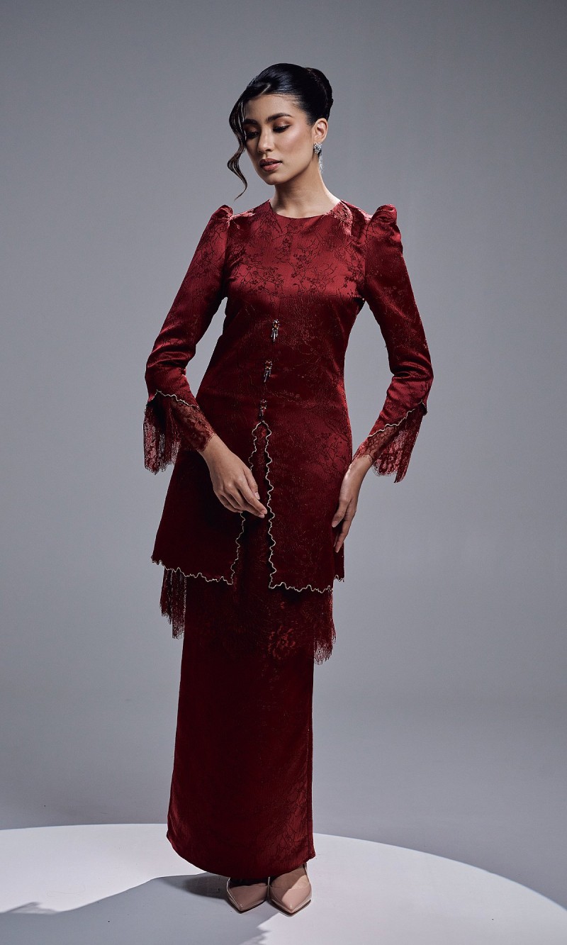 ELVARIN KURUNG - MAROON RED