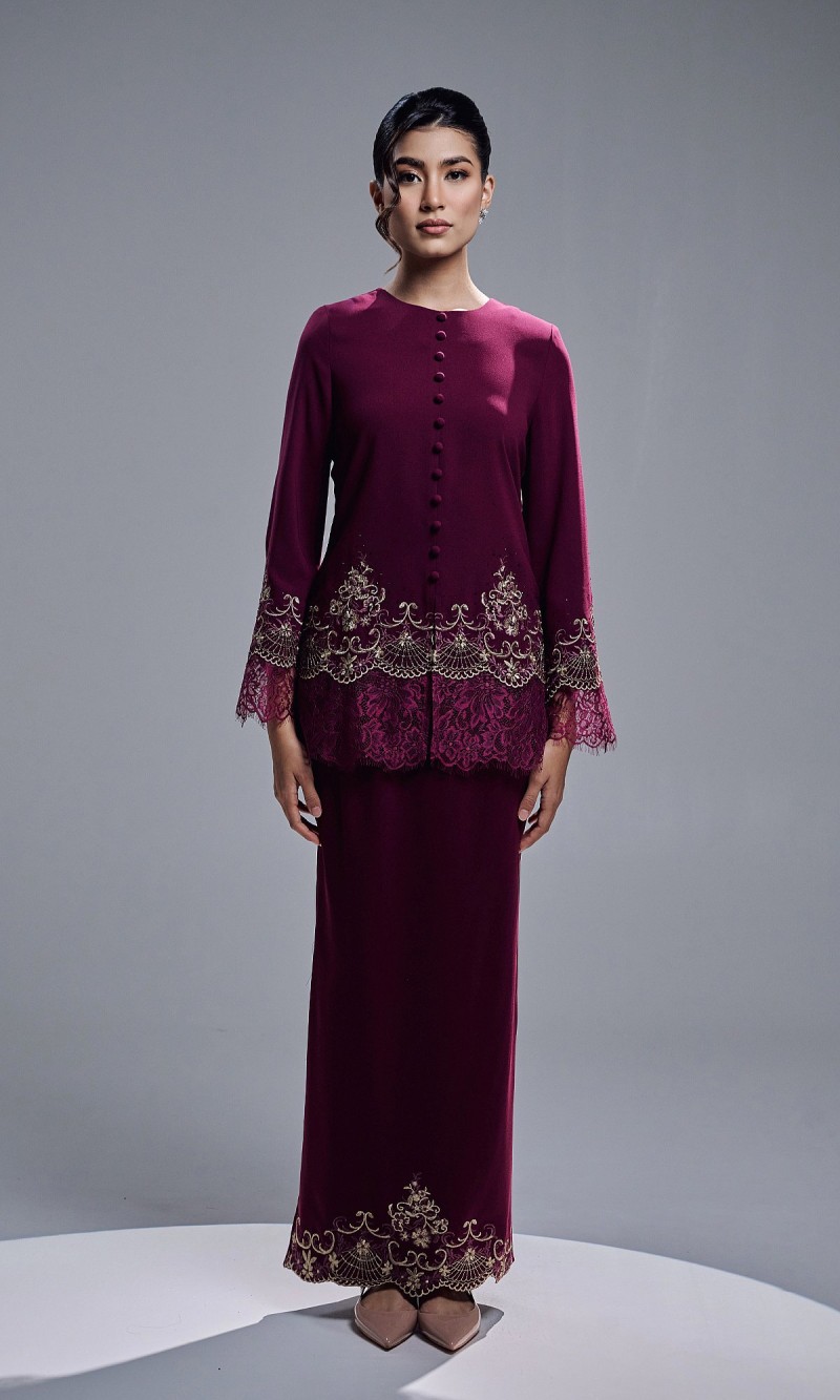 CAMERIA KURUNG - BURGUNDY