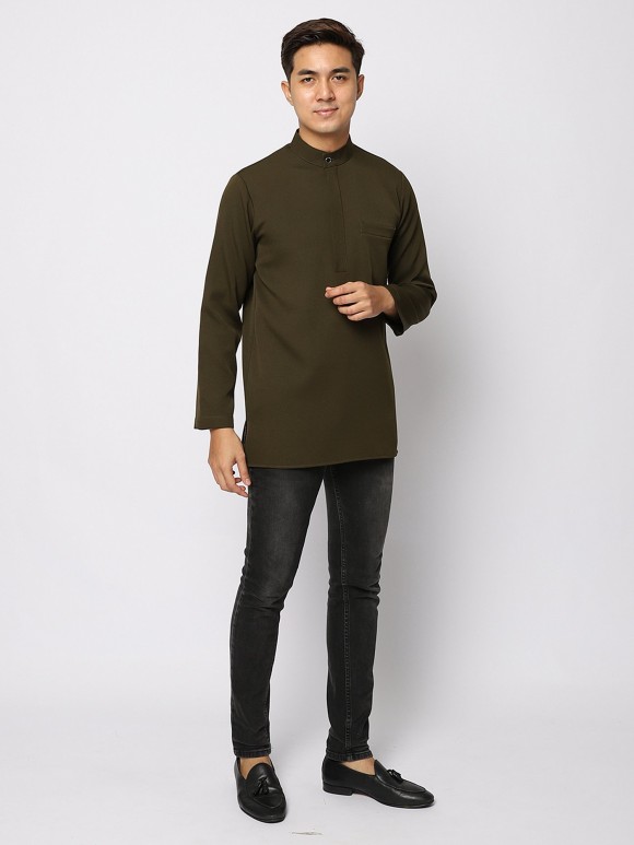 AUFMAN KURTA ZIP - DARK OLIVE AUFMAN KURTA ZIP - DARK OLIVE