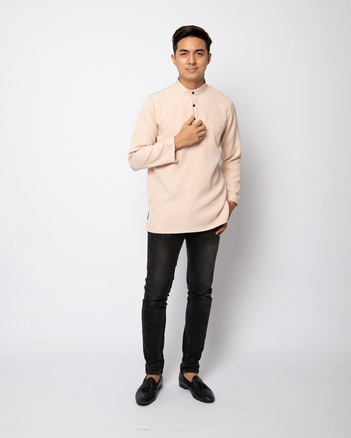 HELMICO KURTA BUTTON - NUDE CREAM