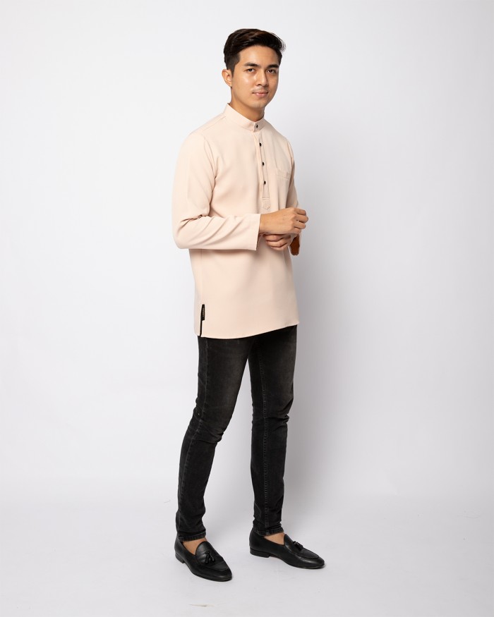 HELMICO KURTA BUTTON - NUDE CREAM