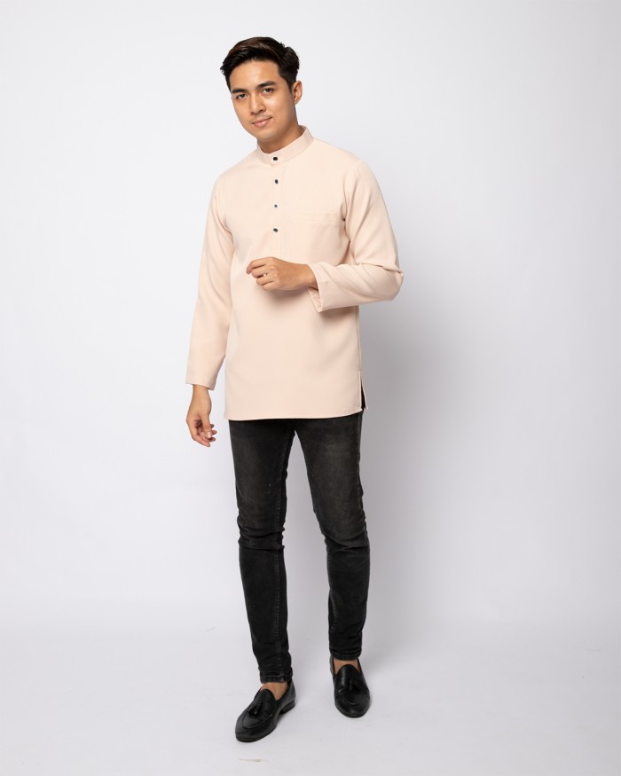 HELMICO KURTA BUTTON - NUDE CREAM