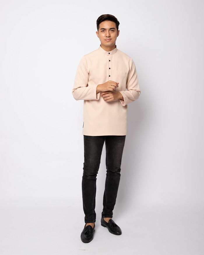 HELMICO KURTA BUTTON - NUDE CREAM