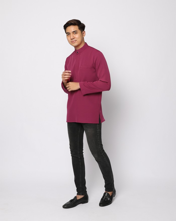 AUFMAN KURTA ZIP - BURGUNDY