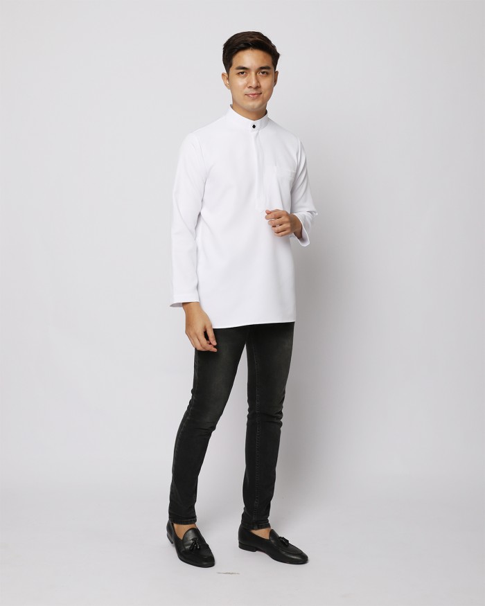 AUFMAN KURTA ZIP - WHITE