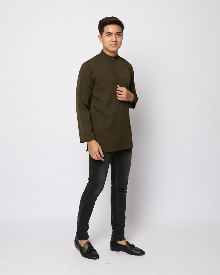 AUFMAN KURTA ZIP - DARK OLIVE