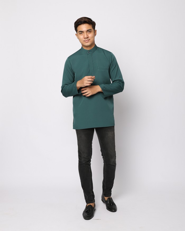 AUFMAN KURTA ZIP - ANTIQUE GREEN