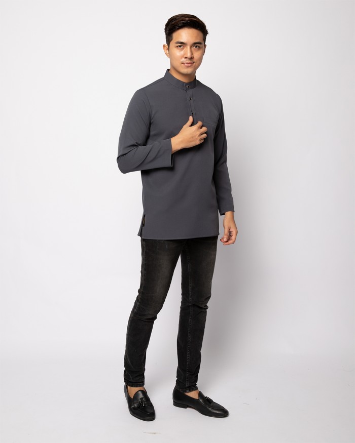 HELMICO KURTA BUTTON - DARK GREY