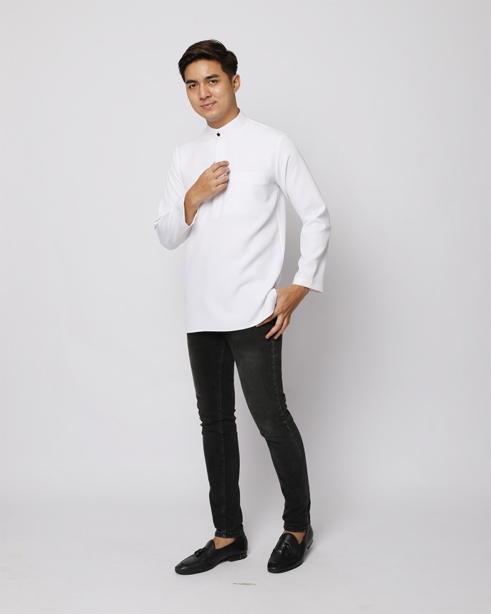 AUFMAN KURTA ZIP - WHITE