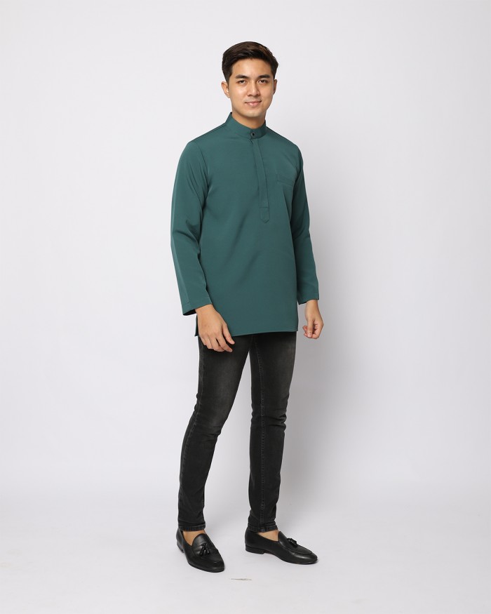 AUFMAN KURTA ZIP - ANTIQUE GREEN