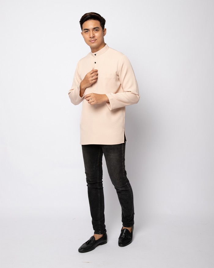 HELMICO KURTA BUTTON - NUDE CREAM