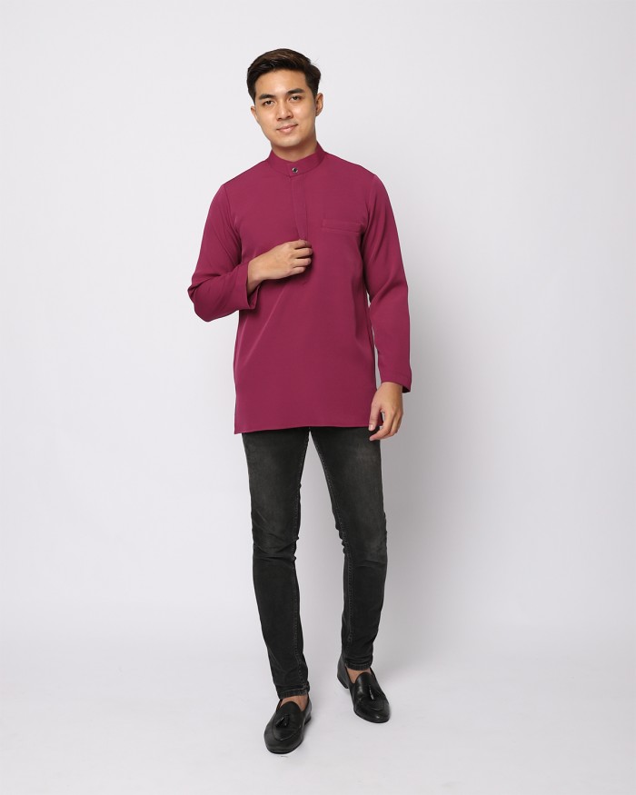 AUFMAN KURTA ZIP - BURGUNDY