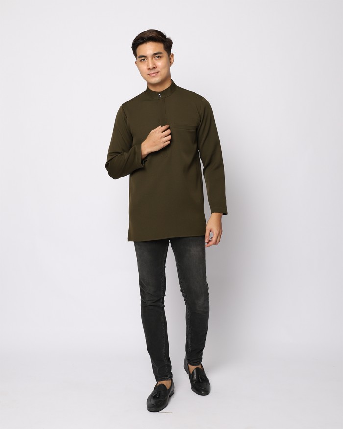 AUFMAN KURTA ZIP - DARK OLIVE