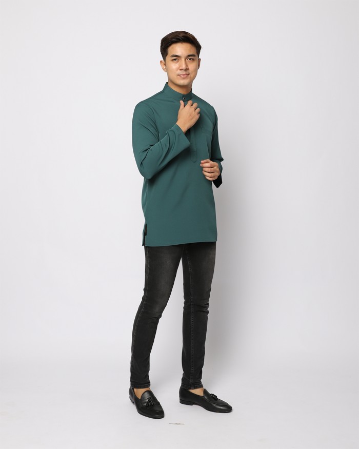 AUFMAN KURTA ZIP - ANTIQUE GREEN