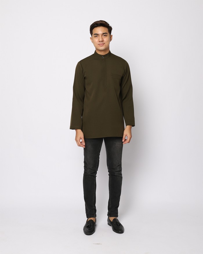 AUFMAN KURTA ZIP - DARK OLIVE